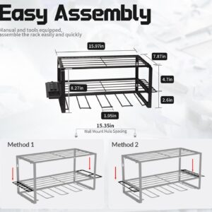WiseWater Power Tool Organizer with Charging Station, 4 Slot Drill Holder Wall Mount, Tool Shelf and Storage Rack with Screwdriver/Pliers/Hammer Holder for Garage Cordless Power Tools Organization