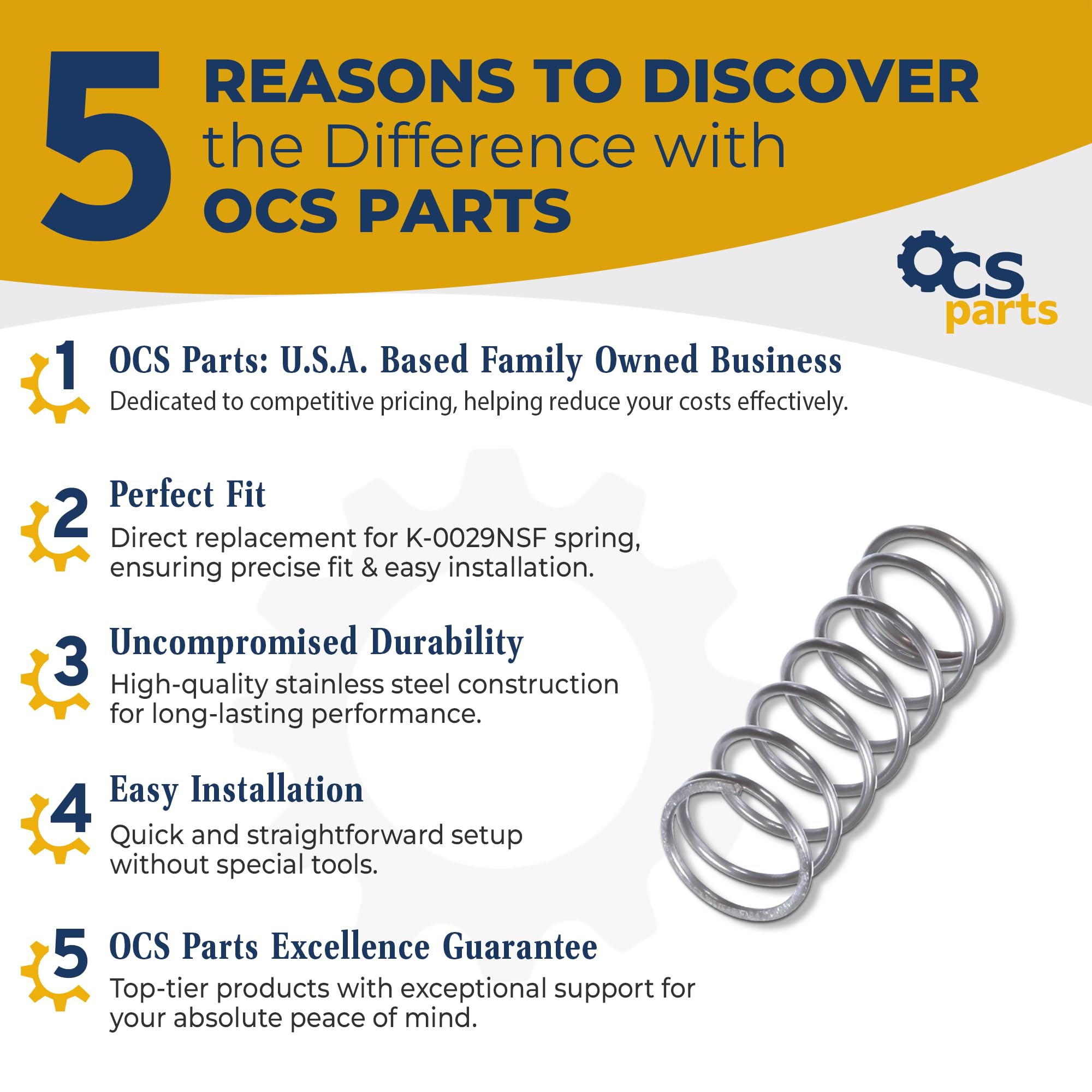 OCS Parts Stainless Steel Pancake Dispenser Replacement Springs | 2-Pack | Replaces Belshaw K-0029NSF