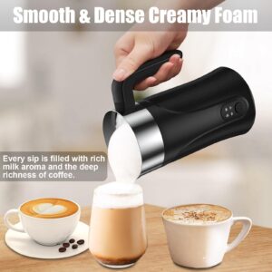 Ovetedot Milk Frother, Upgraded 4-in-1 Milk Frother and Steamer, 10.1oz/300ml Automatic Hot and Cold Foam Maker and Milk Warmer, Electric Milk Frother for Coffee, Latte, Cappuccino, Matcha(Black)