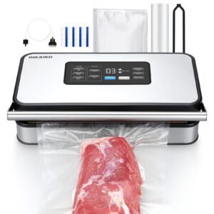 inkbird vacuum sealer machine with 160w double pump, full automoatic pro vacuum sealer for food preservation with liquid/moist/dry food, food sealer with removable drip tray, roll storage and cutter