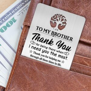 Mhfpl To My Brother Wallet Card, Engraved Metal Wallet Insert Card for Brother, Thank You Gifts for Brother From Bro Sister, Graduation Birthday Thanksgiving Wedding Christmas Gifts for Brother