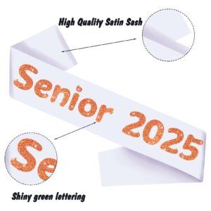 4Pcs White Senior 2025 Sash with Orange Printing Letters, 2025 Graduation Celebrations Sashes, Class of 2025 Sash for Graduation Party, Senior Cheer Sashes, Cheerleader Sash, Class Competition Sashes