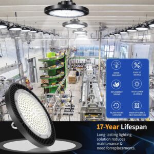 THELUX UFO Led High Bay Light 150W 21000Lm 5000K,100V-277V, Daylight with Plug, High Bay Led Lights for Warehouse Workshop Factory Barn Logistics Center 6 Pack with FCC certificated