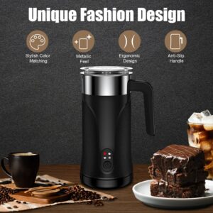 Ovetedot Milk Frother, Upgraded 4-in-1 Milk Frother and Steamer, 10.1oz/300ml Automatic Hot and Cold Foam Maker and Milk Warmer, Electric Milk Frother for Coffee, Latte, Cappuccino, Matcha(Black)