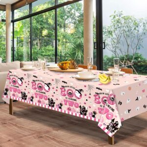 Yavxzvbw 3Pcs Boo I'm Two Decor Birthday Pink Halloween Tablecloth Halloween Birthday Party Decorations Girl for Halloween 2nd Birthday Decorations Boo Birthday Party Supplies