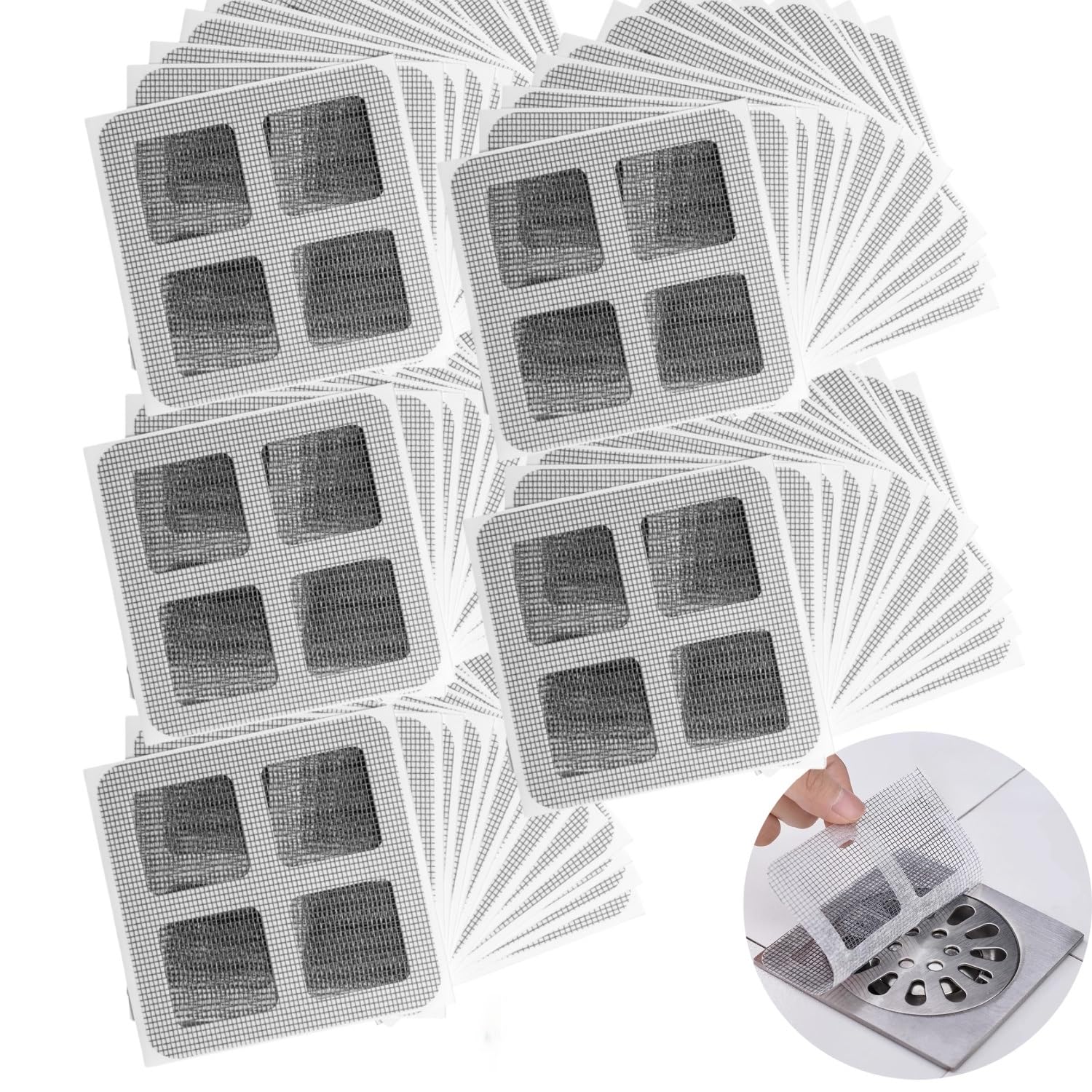 Disposable Hair Drain Stickers, Drain Mesh Strainer for Bathroom Laundry Bathtub Kitchen,for Human & Pet(50pcs)