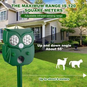 2024 Ultrasonic Animal Repellent, 5 Modes Upgraded Outdoor Cat Solar Powered Squirrels Deterrent with Motion Sensor,Sound,LED Flashing,Waterproof Deer Repellent for Dog Bird Skunk Rabbit-X2