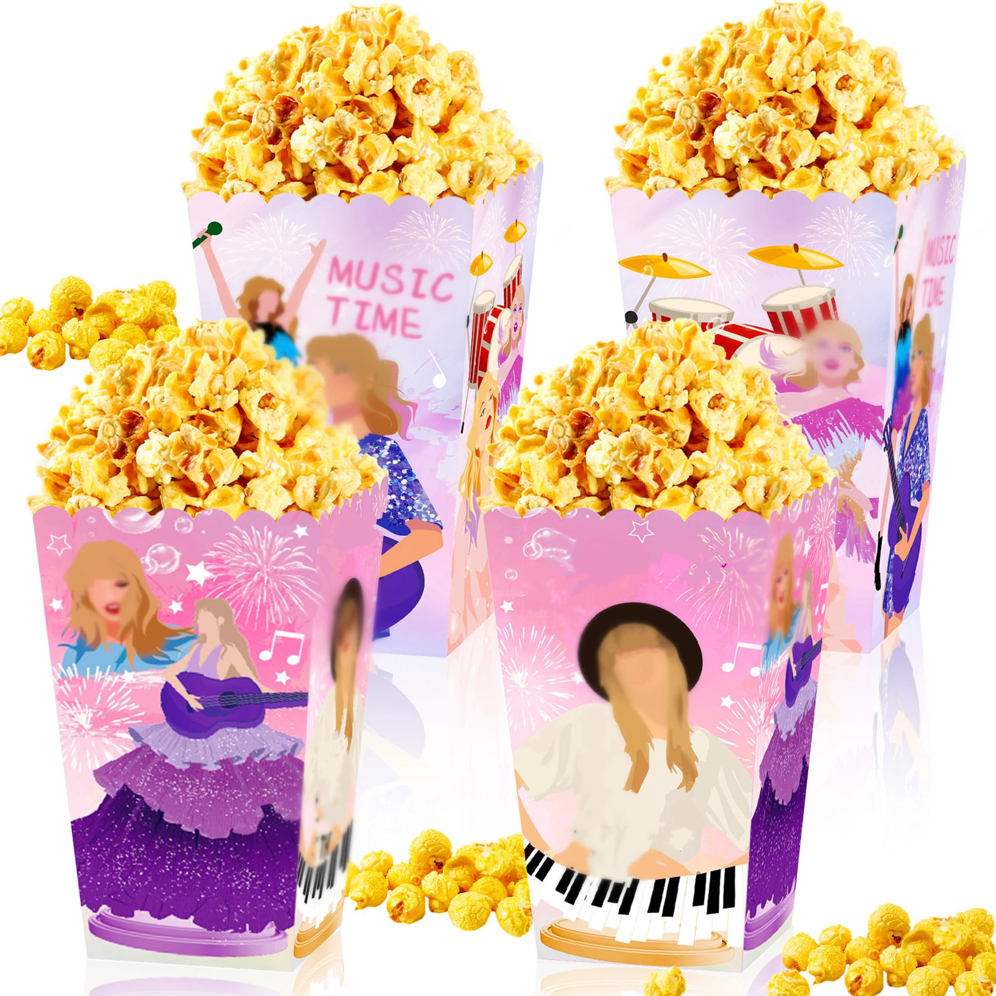 JeVenis 12 PCS Singer Theme Party Popcorn Boxes Singer Theme Birthday Party Supplies Present Bags Kids Candy Treat Bag for Birthday Wedding Bridal Shower