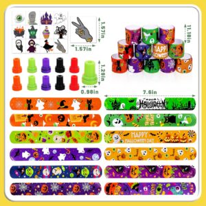 Garma Halloween Party Favors Toys for Kids, 25 Pcs Halloween Assorted Stamps with 12 Pcs Slap Bracelets and 288 Tattoos Halloween Goody Bag Fillers for Classroom Reward Prize Non Candy Party Supplies