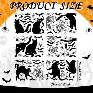 Chivertion 6 Sheets 101 Pcs Halloween Black Cat Wall Sticker Decoration Bats Spiders Web Scary Decals Removable Double Side Wall Window Sticker for Halloween Party Supplies