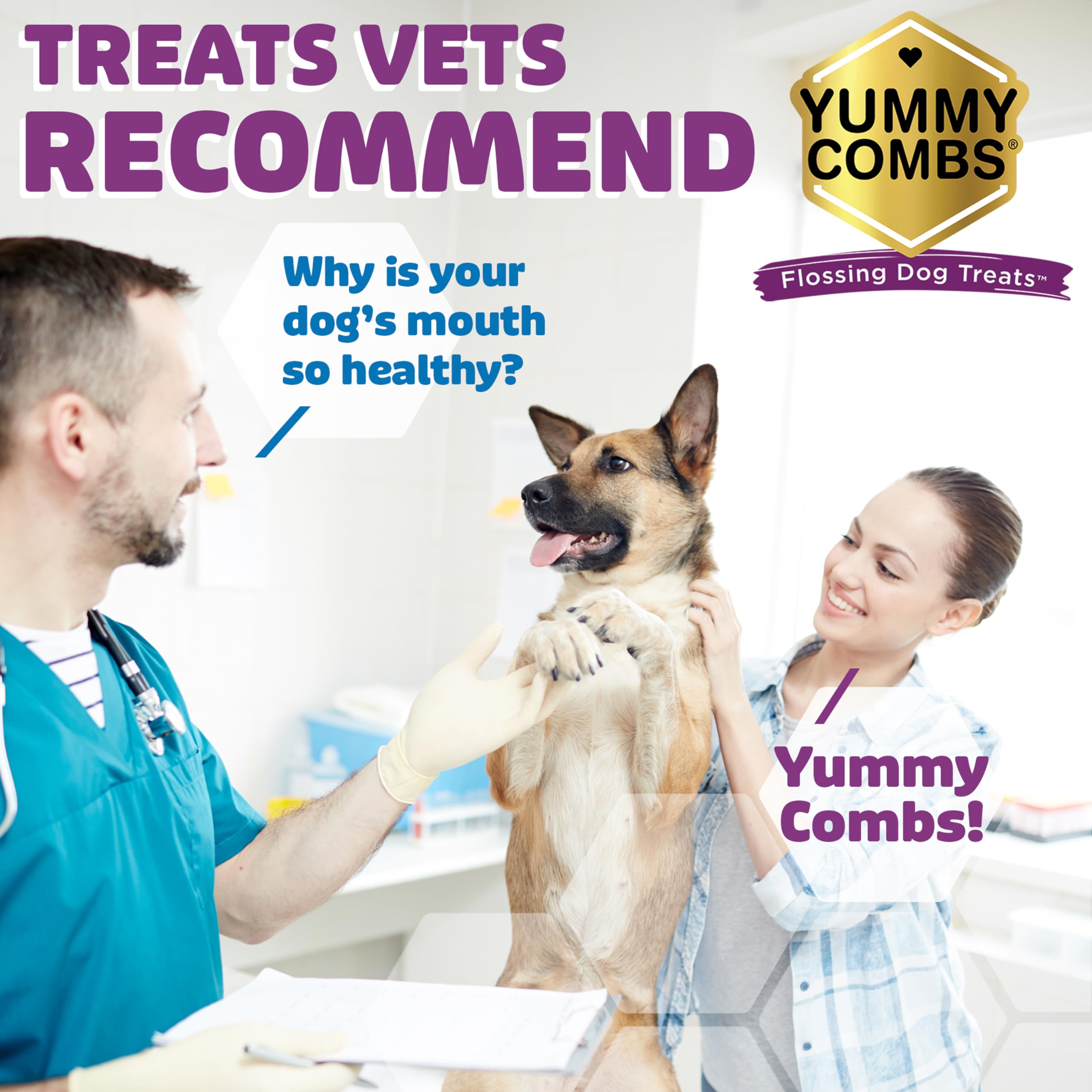 Yummy Combs Dog Dental Treats | Vet VOHC Approved - A Yummy Treat for Teeth Cleaning | Chicken Protein Treat for Large Dogs (36 oz)