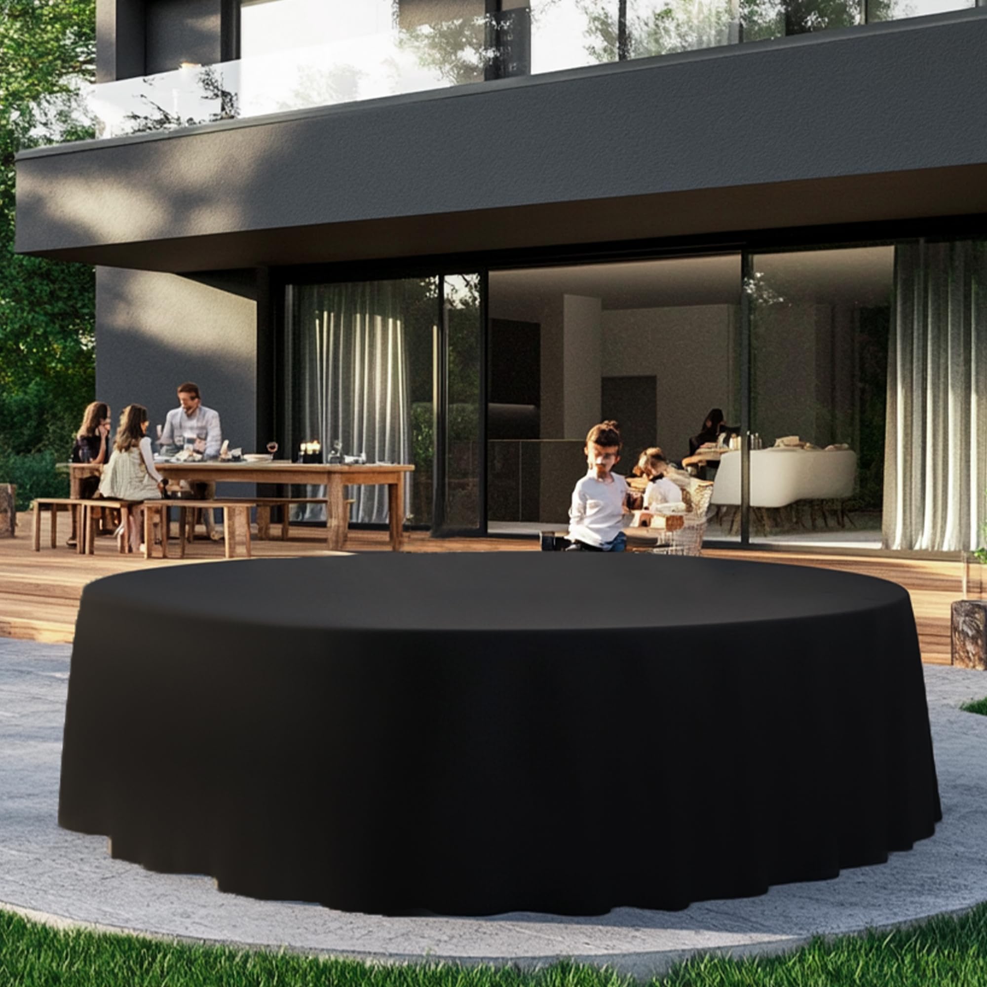 JOVISUNSHADE Round Patio Furniture Covers,100% Waterproof Outdoor Furniture Cover，Round Table Cover Outdoor Waterproof Anti-Fading Cover For Outdoor Furniture Set, Uv Resistant, (Black, 84"Diax28"H)