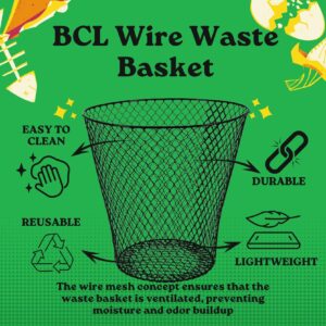 Generic 5-Pack Wire Mesh Round Waste Basket Small Waste Basket Mesh Trash Can Round Open Top Wastebasket Wire Basket Wire Waste Basket Wire Mesh Basket Desk Office School Garbage Cans (Black)