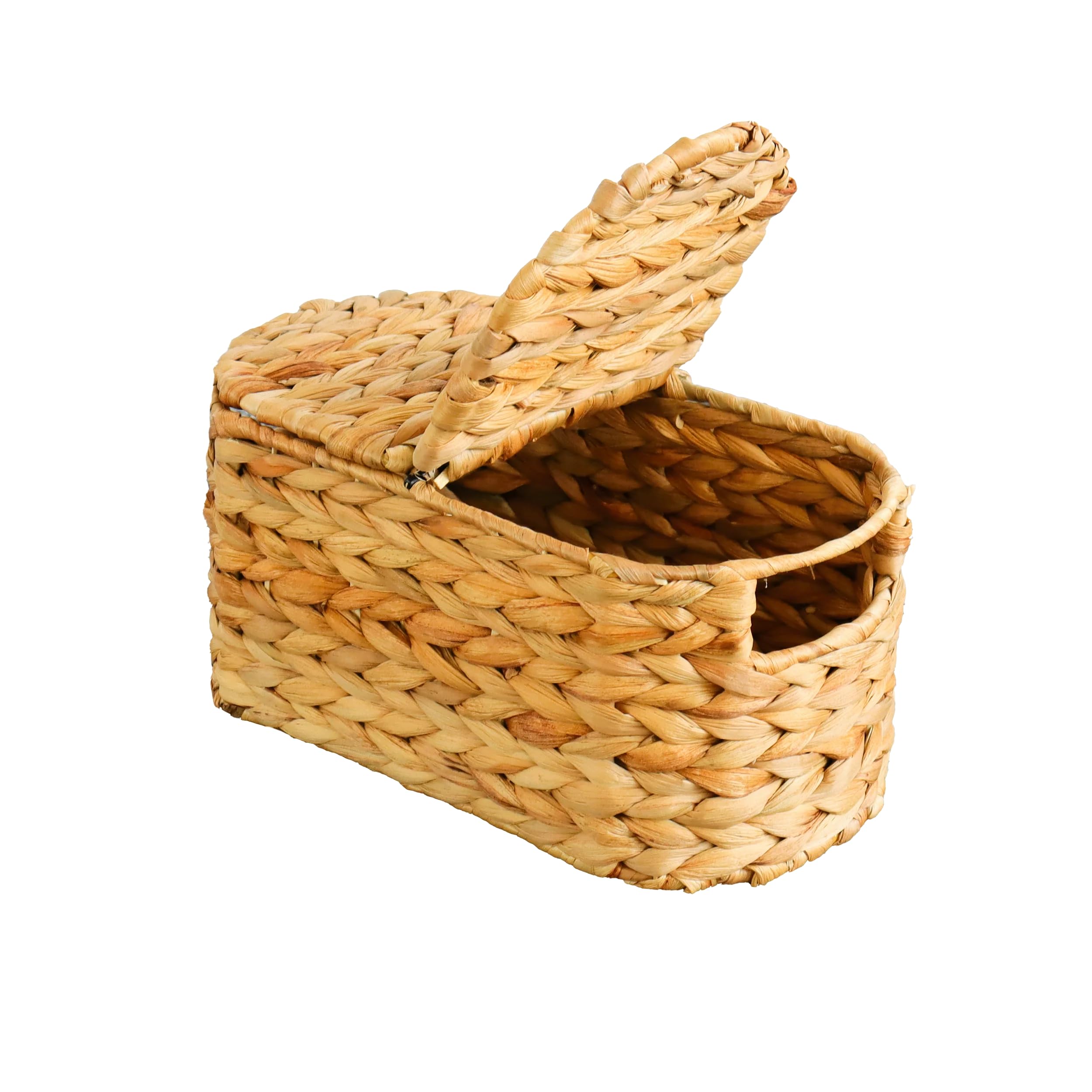 Eden Grace Handmade Oval Woven Wicker Basket with Lid - Stylish Storage Solutions for Home Organization Large