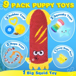 PatsFran Puppy Toys for Teething, 9 Pack Interactive Dog Toys for Small Dogs, Puppy Chew Toys with Rope Toys, Treat Ball and Cute Squeaky Toys, Hold a Bottle