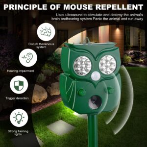 2024 Ultrasonic Animal Repellent, 5 Modes Upgraded Outdoor Cat Solar Powered Squirrels Deterrent with Motion Sensor,Sound,LED Flashing,Waterproof Deer Repellent for Dog Bird Skunk Rabbit-X2