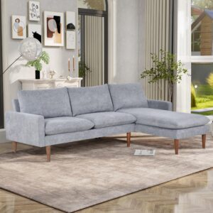 ROCKINGRUN 86" L-Shaped Sectional Sofa - 3-Seater Convertible Sectional Sofa Couch with Velvet Fabric - Small Sectional Sofa with Chaise for Living Room,Apartments