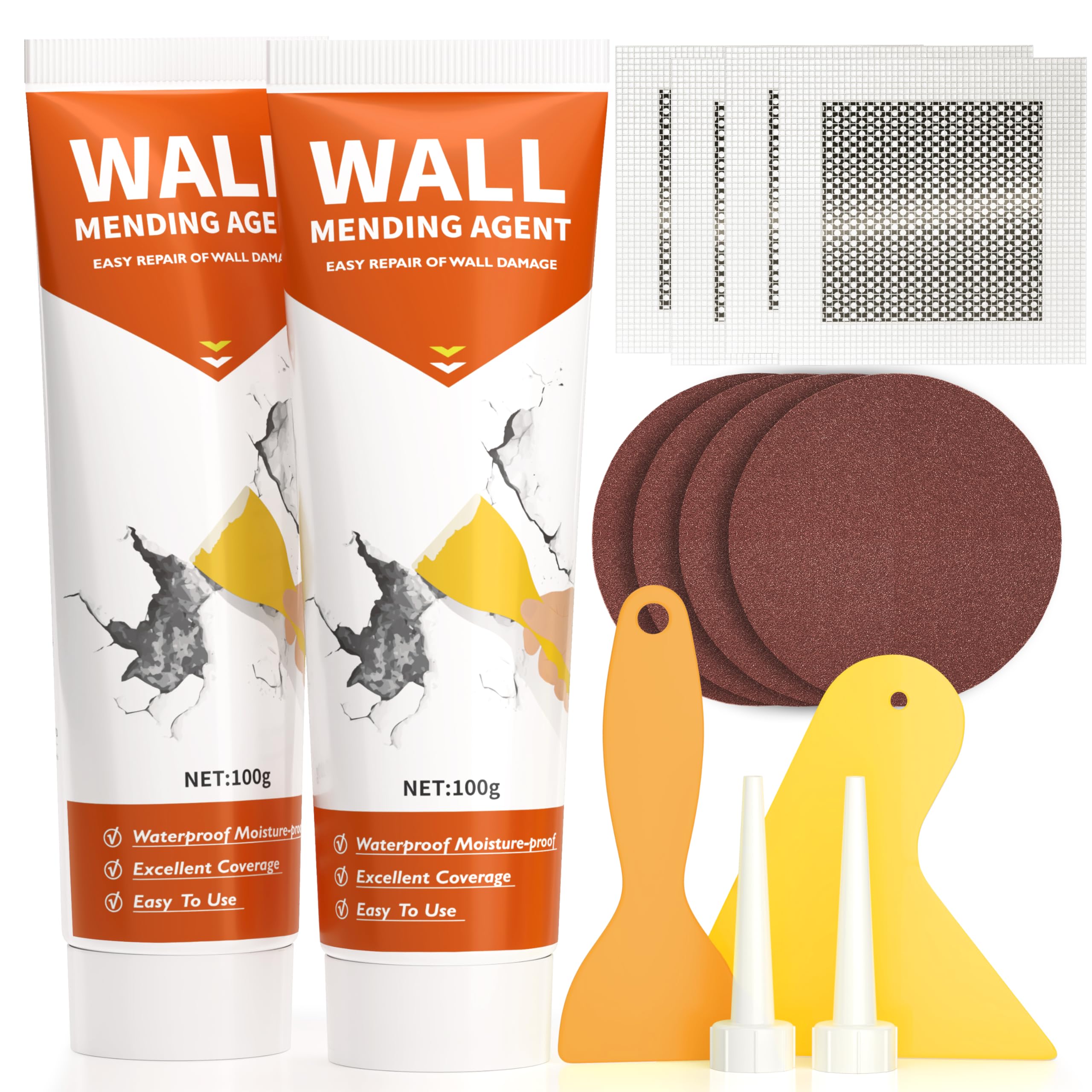 Spackle Wall Repair Kit,Drywall Repair Patch Kit,Simple Small Wall Hole Filler＆Efficient Crack Repair,2 Pack Wall Putty Paste,Plaster Ceiling Repair,Apartment Friendly.