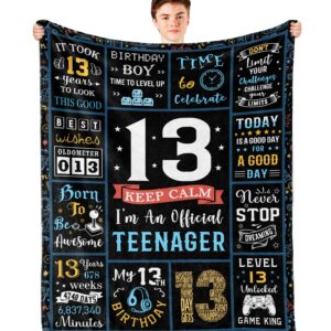 Turelos 13 Year Old Boy Gifts, 13th Birthday Gifts for Boys Blanket, Coolest Gifts for 13 Year Old Boy, 13 Year Old Boy Birthday Gift Ideas, Birthday Gifts for 13 Year Old Boys Throw Blanket 60x50in