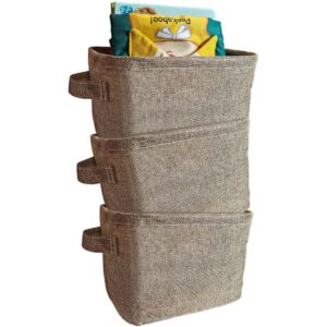 aarainbow storage basket bins canvas mini storage cubes storage basket for makeup, baby toys liners, books nursery storage baskets with handles for shelves & desks(3 jute)