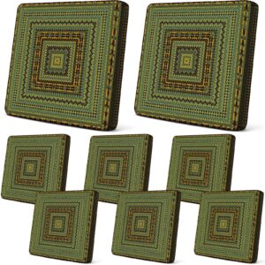 newwiee 8 pcs patio stretch sofa cushion cover knitting vision outdoor cushion covers replacement patio furniture cushions couch slipcovers chair seat cover washable protector (green ginger yellow)