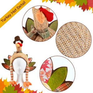 Ogrmar 2 Pcs Plush Turkey Hat, Funny Turkey Headwear for Thanksgiving Night Event, Dress-up Party, Thanksgiving Decor