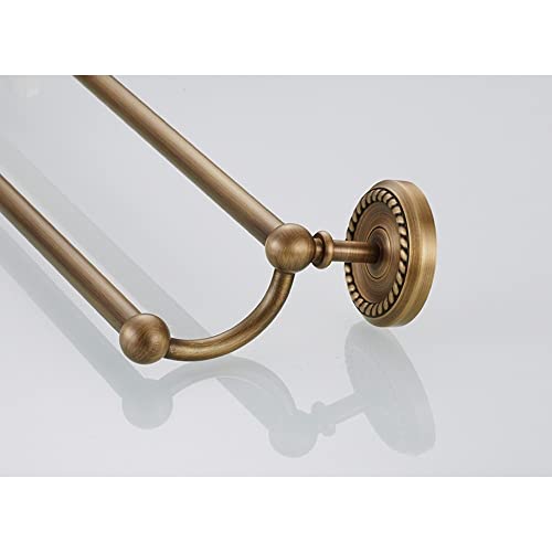 Wall Mount Towel Shelf WC Washroom Stand Screw Towel Holder Brass Antique Double Towel Rack Bathroom Bath Tower Holder in Bathroom Or Kitchen Practical FHSRAEIP