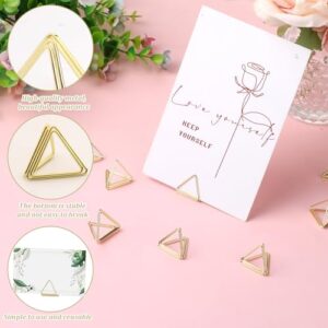 KALIONE 60 Pieces Triangle Place Card Holders Gold Table Number Holders Mini Table Picture Holders Name Place Card Photo Stand Holder Clips for Office Restaurant Wedding Anniversary Party