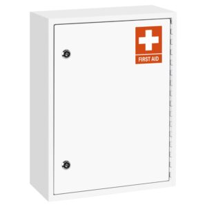 eienhoshi locking medicine cabinet, wall mount first aid medicine cabinet, lockable wall cabinet with dual lock for home, office