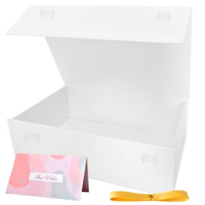 ztbbw white gift box 10.3x7.1x3'', gift boxes for presents with magnetic lids, rectangle collapsible gift wrap box contains card, ribbon for birthday, wedding, holiday, anniversaries