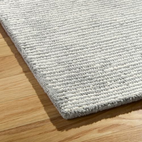 TOWN & COUNTRY LUXE Rita Ribbed Textured Hand Tufted 100% Wool Area Rug, Grey/Blue/Ivory, 8"x10"