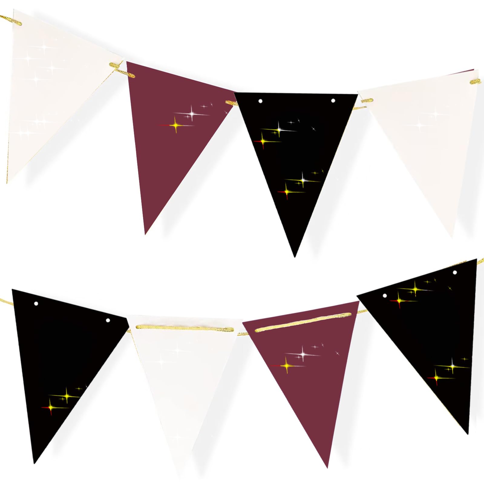 Graduation Party Decorations Maroon Black 2024/Burgundy Black Graduation Decorations/Maroon Birthday Party Decorations Bridal Shower/Burgundy Black Triangle Banners 2pcs