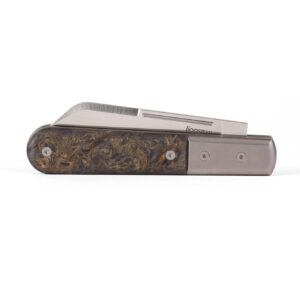 LionSTEEL Barlow Traditional Gentlemen’s Folding Pocket Knife, Collector Quality Folder for EDC, Titanium Bolsters, M390 Steel, Made in Italy (Sheepsfoot, Gold Carbon Fiber)