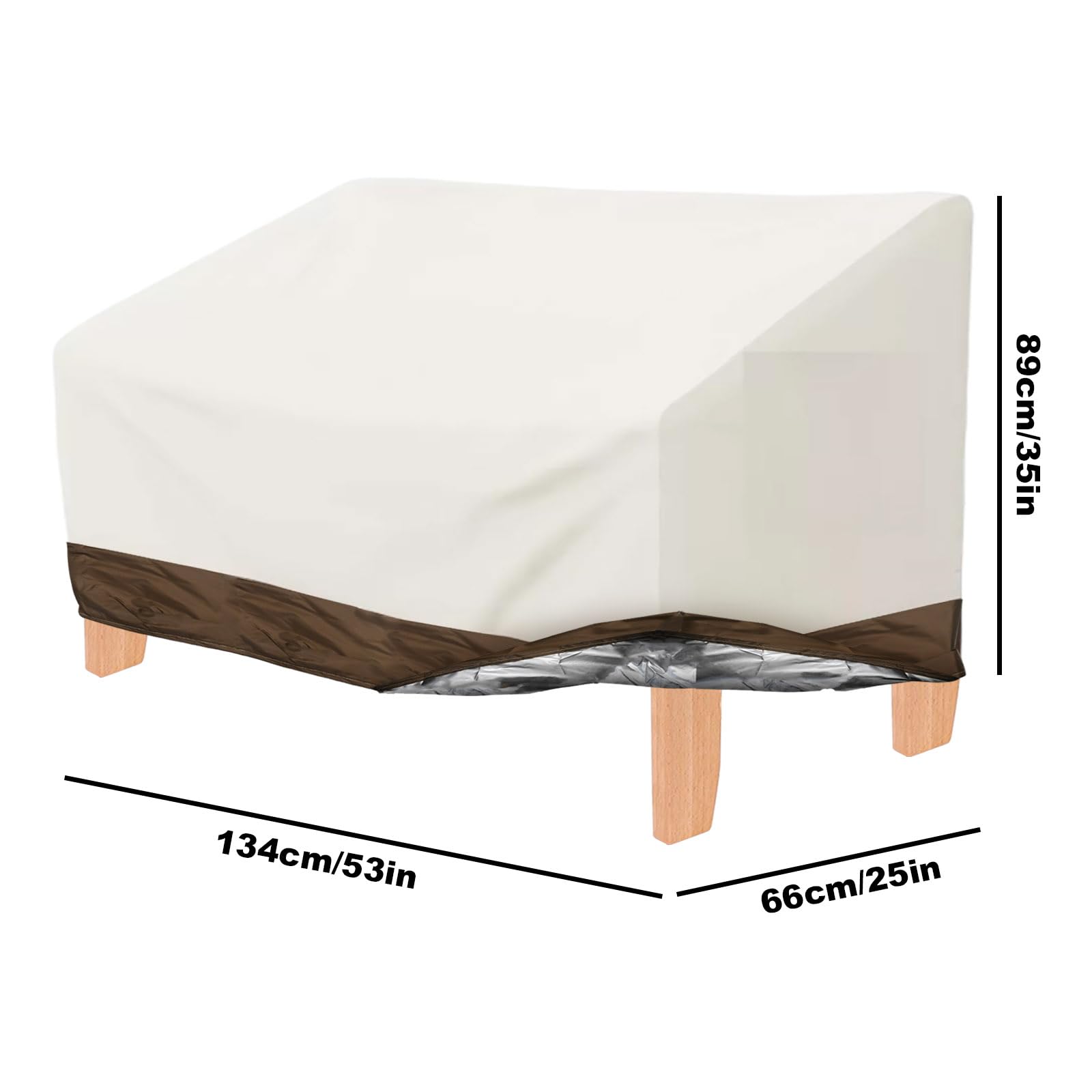 Hoypeyfiy Waterproof Outdoor Bench Cover Beige & Brown Oxford Fabric Bench Cover for 2-Seater Bench Loveseat Furniture for Outside Garden Park Patio