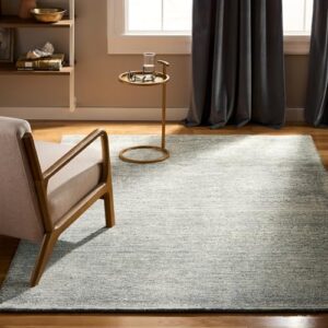 TOWN & COUNTRY LUXE Rita Ribbed Textured Hand Tufted 100% Wool Area Rug, Grey/Blue/Ivory, 8"x10"