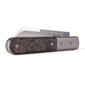 LionSTEEL Barlow Traditional Gentlemen’s Folding Pocket Knife, Collector Quality Folder for EDC, Titanium Bolsters, M390 Steel, Made in Italy (Sheepsfoot, Gold Carbon Fiber)