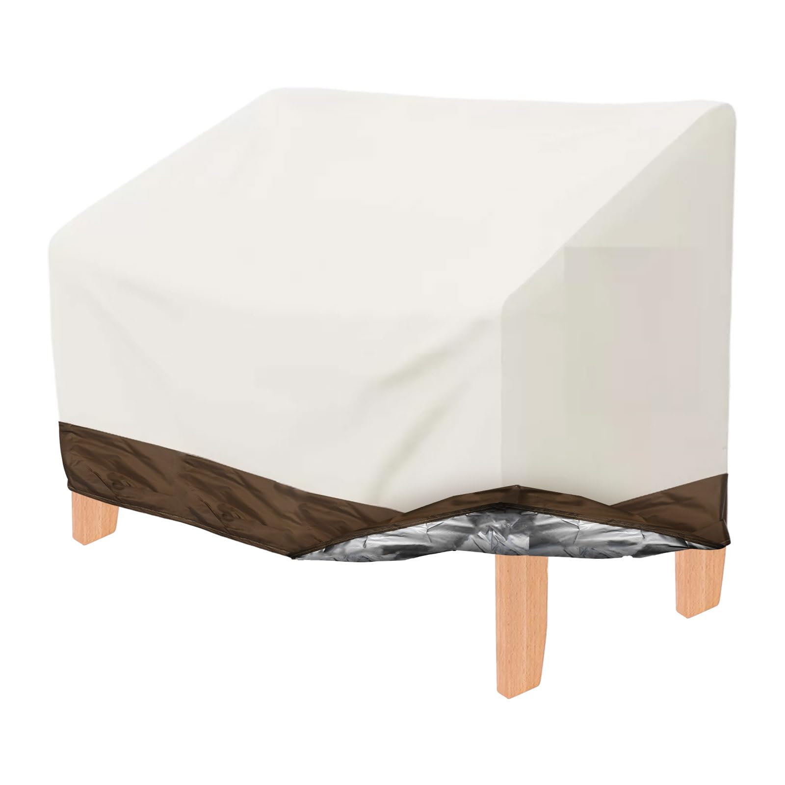 Hoypeyfiy Waterproof Outdoor Bench Cover Beige & Brown Oxford Fabric Bench Cover for 2-Seater Bench Loveseat Furniture for Outside Garden Park Patio