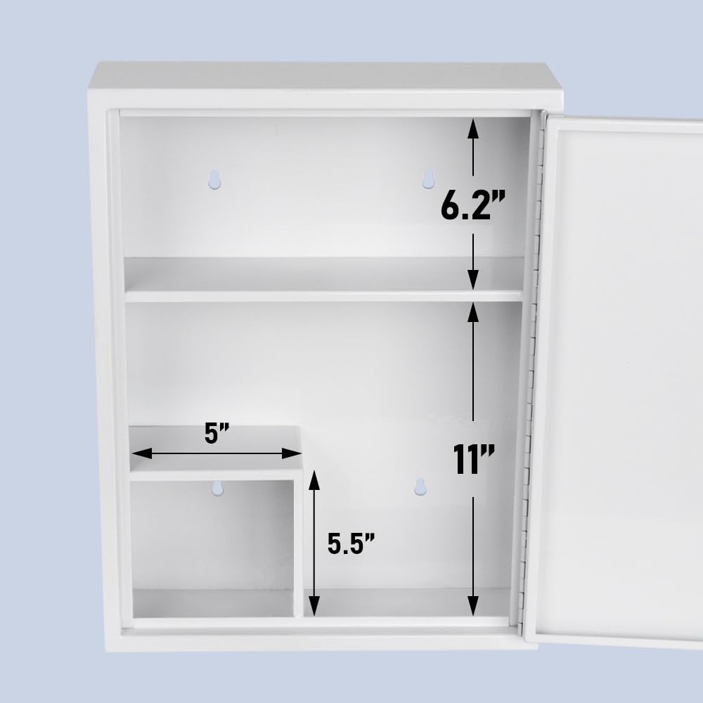 EIENHOSHI Locking Medicine Cabinet, Wall Mount First Aid Medicine Cabinet, Lockable Wall Cabinet with Dual Lock for Home, Office