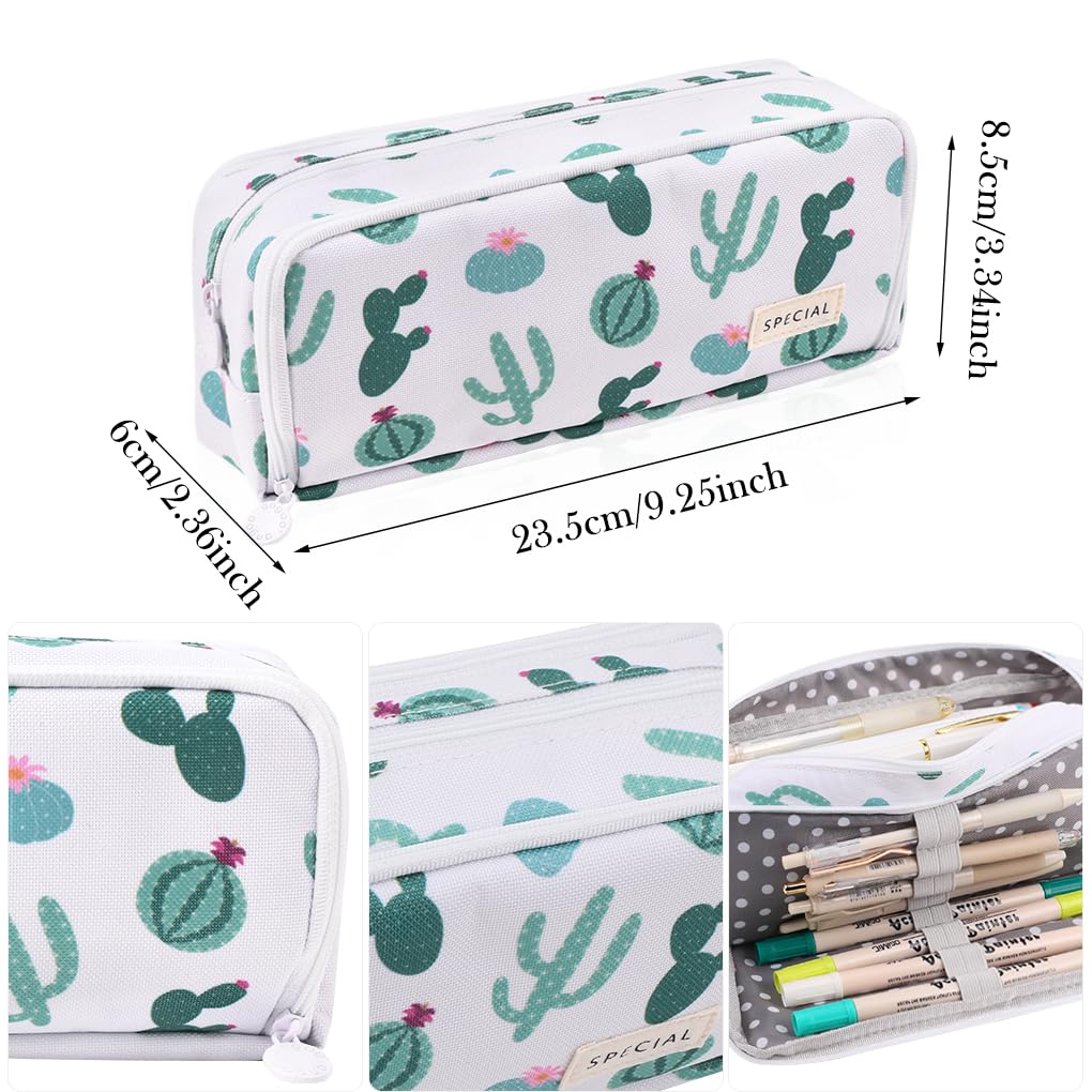 Oyachic Large Pencil Case Big Capacity Pencil Pouch 3 Compartments Pen Bag Canvas Pen Holder Box Zipper Cosmetic Makeup Bag Storage Organizer Stationary Bag for Office Supplie