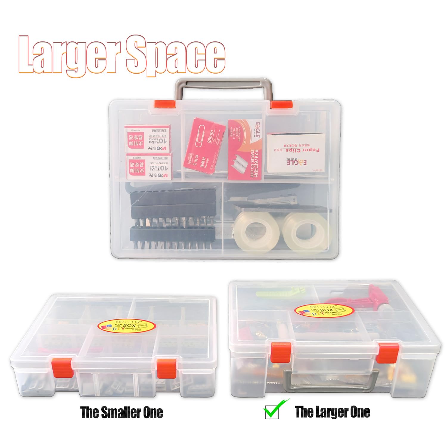 SHIYIJIA Plastic Organizer Box with Dividers Adjustable Compartment Storage Container (800, Grams)