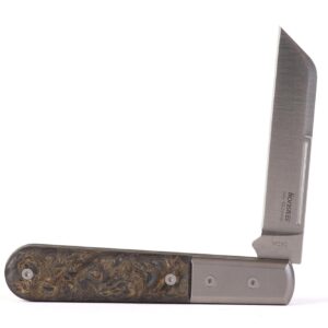 LionSTEEL Barlow Traditional Gentlemen’s Folding Pocket Knife, Collector Quality Folder for EDC, Titanium Bolsters, M390 Steel, Made in Italy (Sheepsfoot, Gold Carbon Fiber)