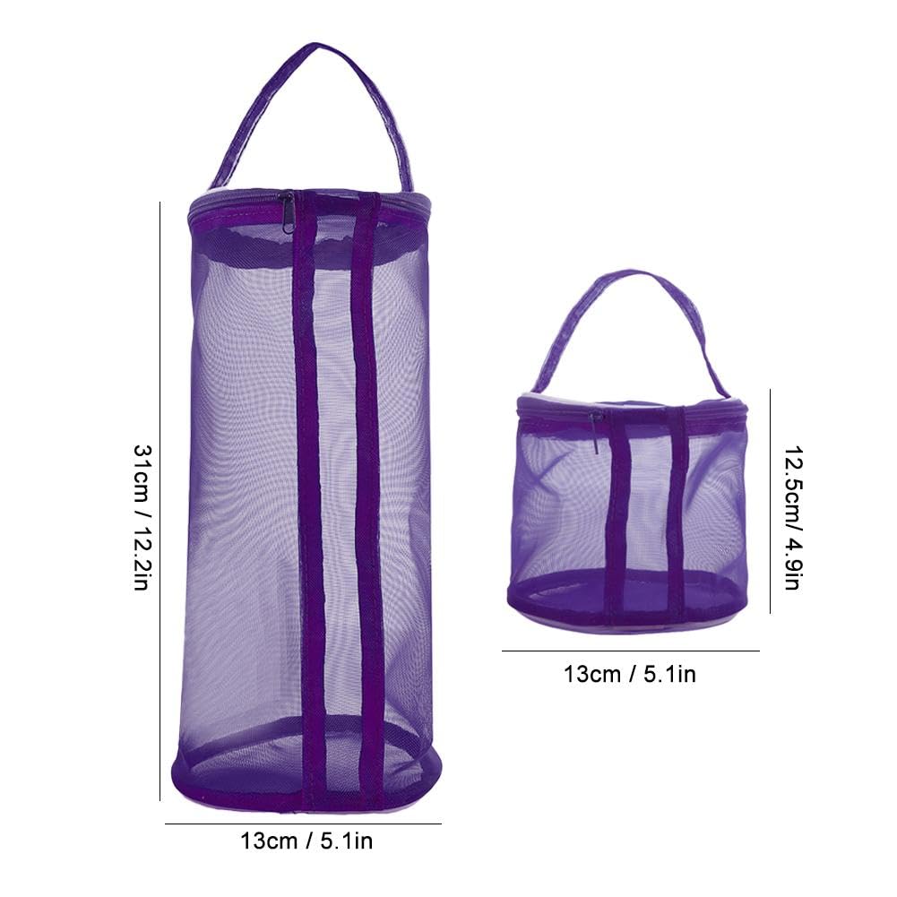 Yarn Bag, Knitting Bag for Small Projects, Crochet Bag Organizer for Travelling, Portable Mesh Knitting Bag Round Yarn Balls Organizer, Crochet Thread Sewing Accessories Yarn Storage (purple)