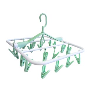 haoyijia foldable clip clothes drying racks, drip hanger plastic with 20 drying clips 360° rotatable hook laundry clip for drying towels bras baby clothes gloves