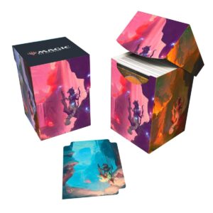 ultra pro - bloomburrow 100+ deck box® season lands: mountain for magic: the gathering, exclusive artwork, archival safe, rigid polypropylene, deck divider included