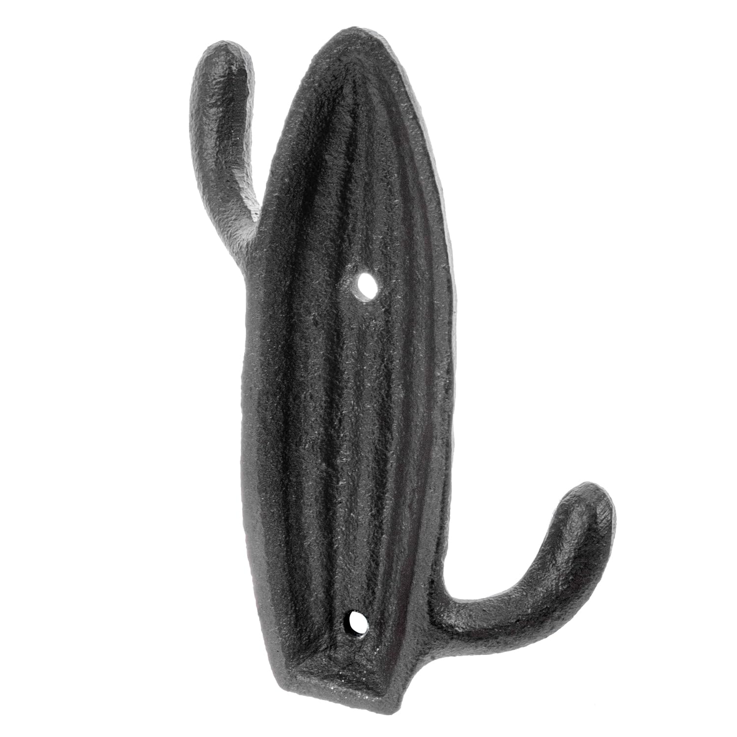 MyGift 2-Hook Vintage Dark Brown Cast Iron Coat Hooks, Southwestern Style Cactus Shape Wall Mounted Entryway Garment Hooks for Hats Keys Leashes Lanyards, Set of 2