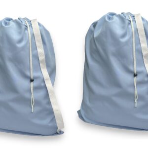 Cotton Laundry Storage Bags, 30" x 40", with Shoulder Strap, Durable, Commercial, Laundromats and House, Hospitals, Machine Washable, Made in the USA. (LIGHT BLUE 2-pack)