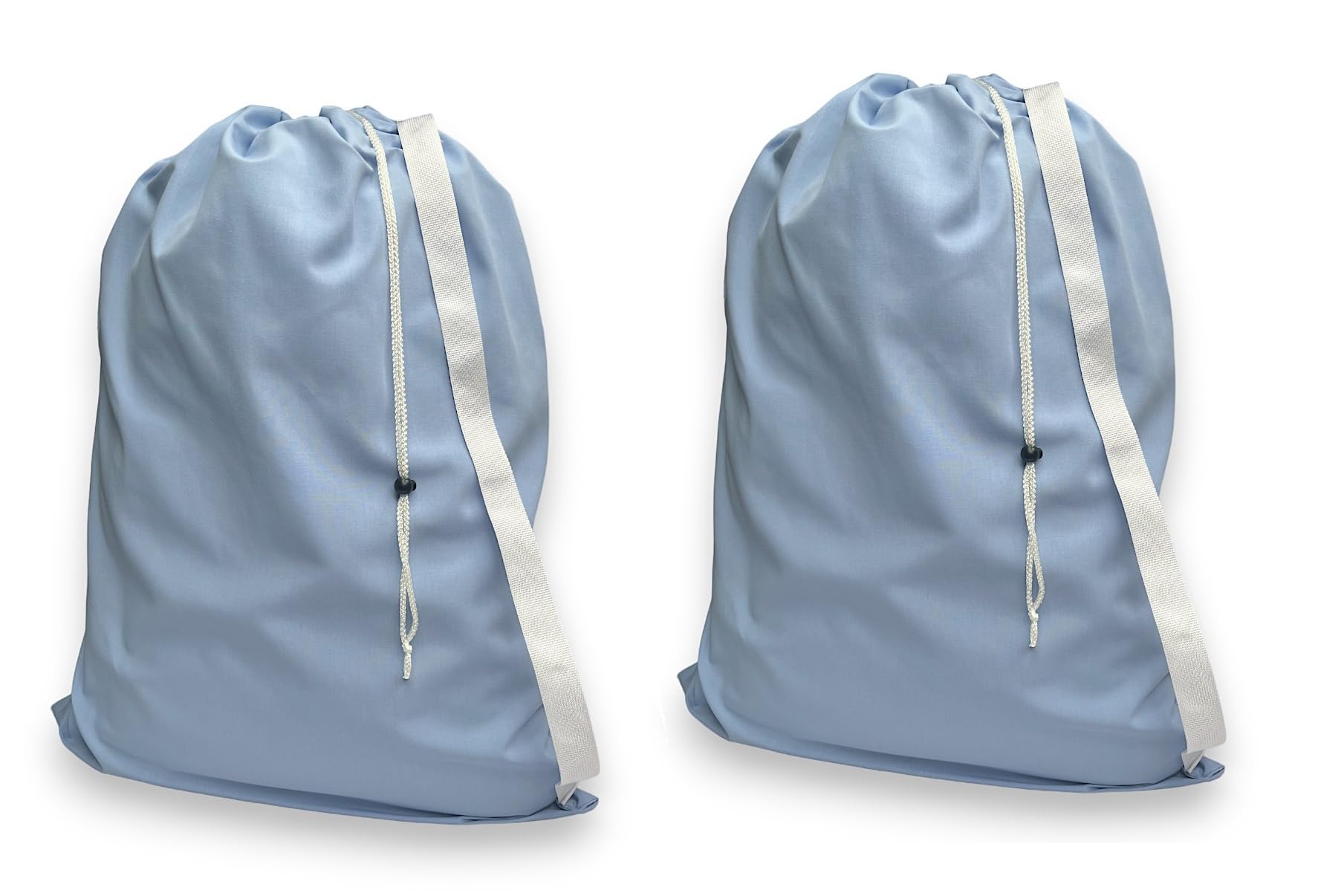 Cotton Laundry Storage Bags, 30" x 40", with Shoulder Strap, Durable, Commercial, Laundromats and House, Hospitals, Machine Washable, Made in the USA. (LIGHT BLUE 2-pack)