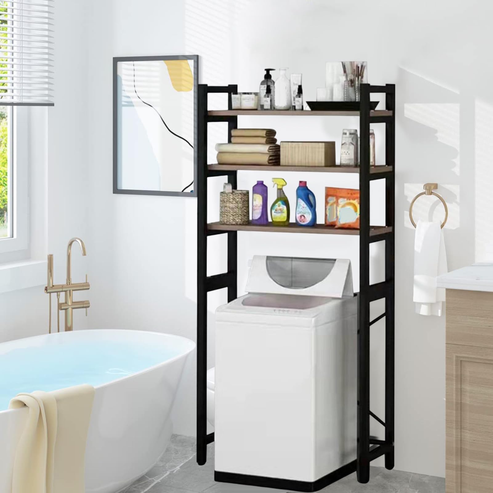 HEVIRGO Over The Toilet Storage,Toilet Storage Rack Freestanding,Toilet Household Supplies,Multi-Layer Space-Saving Bathroom,Stand Over Sundries Organizer,for Restroom,Laundry