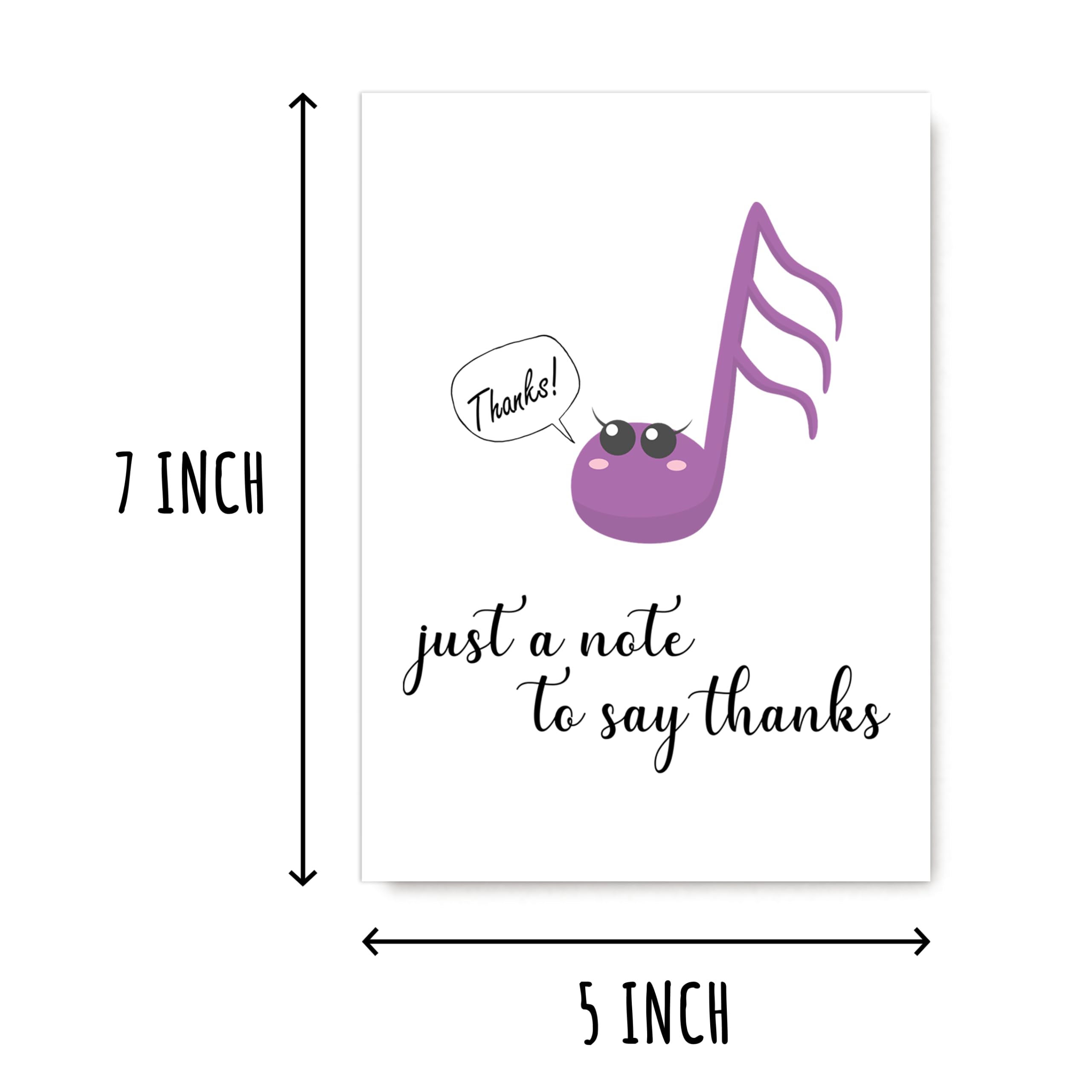 NDHGifts Just A Note To Say Thanks Card - Funny Punny Card - Thank You Card For Family - Card For Friend - Blank Card - Music Card - Gift For Teacher