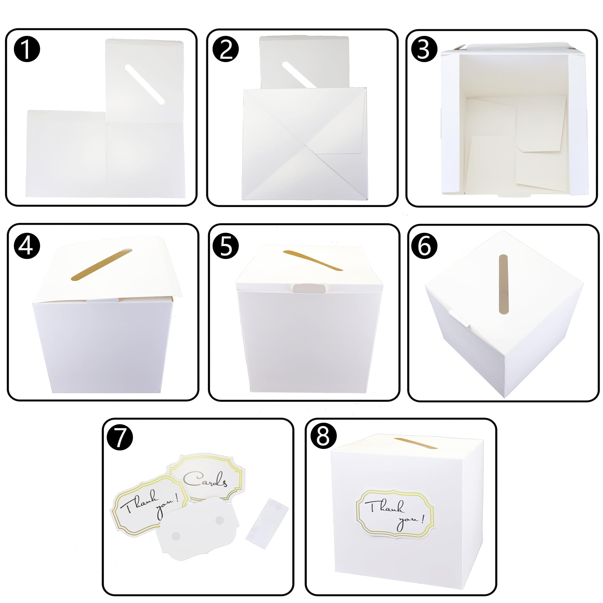 OIIVPOK White Card Box, 8.66in Card Box for Party, Wedding Card Box with 10pc Cards and 6pc Cards Stickers, DIY Gift Card Box for Wedding, Graduation, Birthday, Party Decoration Supplies